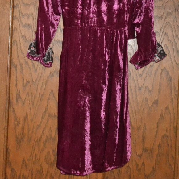 Anthropologie Maeve Sofia Velvet Faux Wrap Belt Shirt Dress Raspberry Pink Sz 6 - Picture 6 of 8